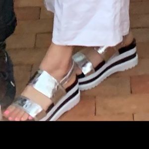 Calvin Klein silver platform sandals